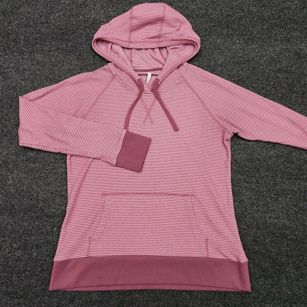 Kuhl Stria Women's S Pink Striped Hoodie Poly Pullover Hiking Travel Performance